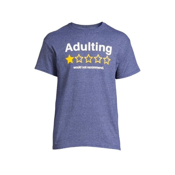 DOM NWT Short Sleeve "Adulting WOULD NOT RECOMMEND" Tag-Less Graphic Tee 870 - Picture 1 of 5